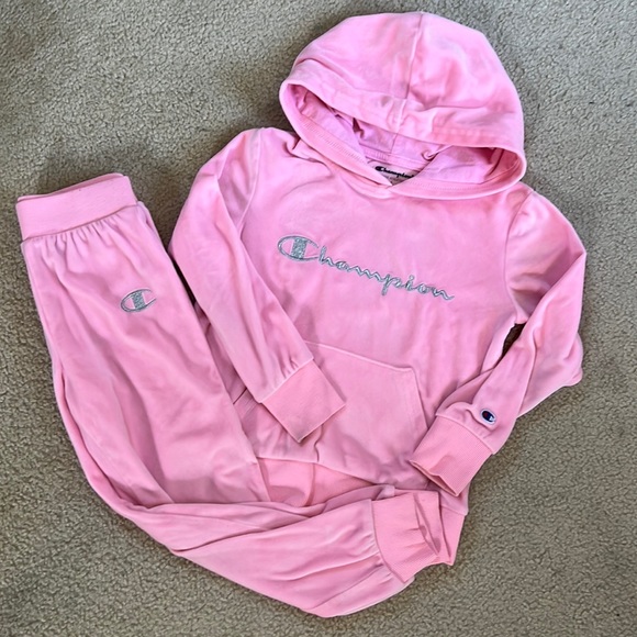 Girls Champion Velour Hoodie Jogger Set - Picture 1 of 4